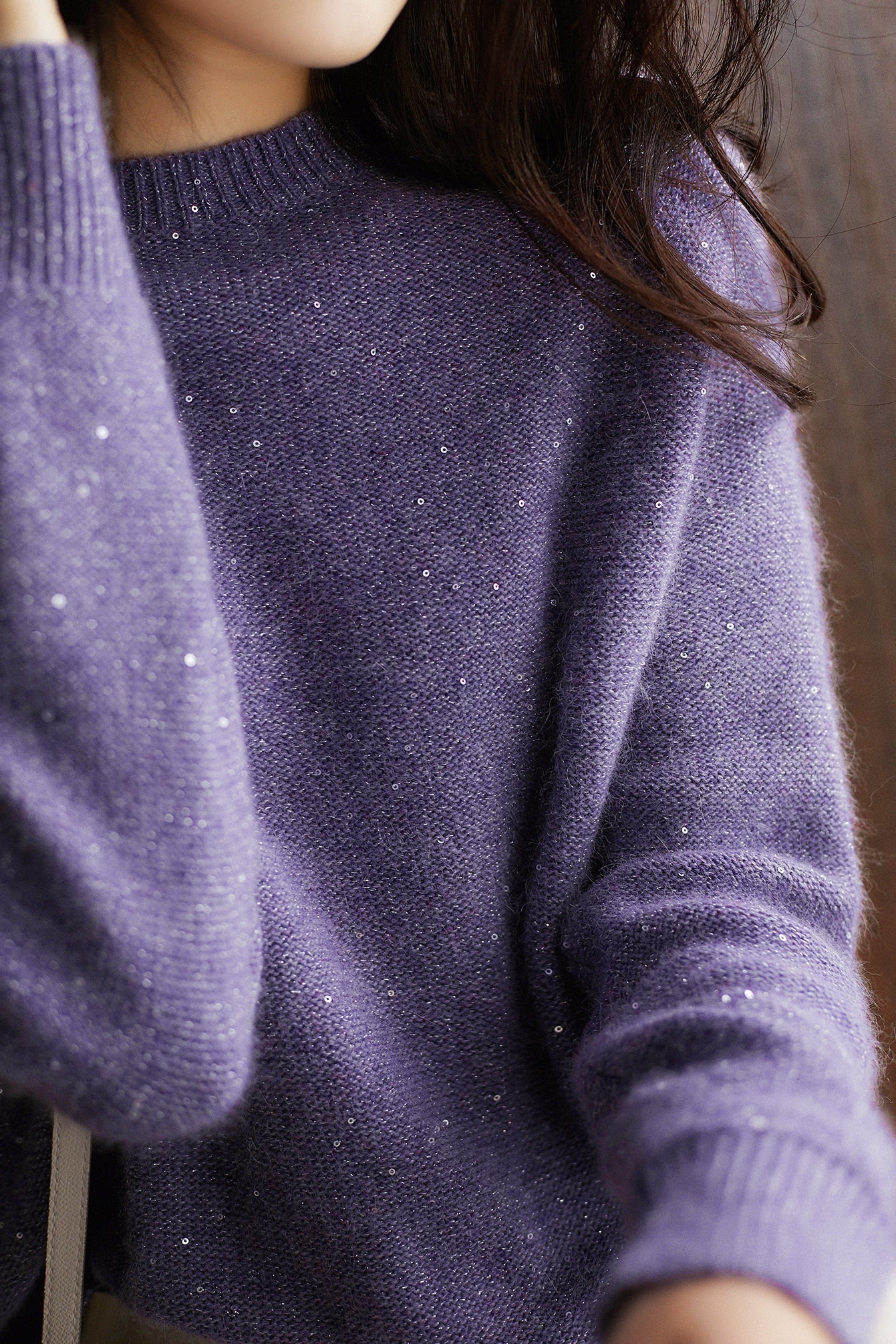 Sama Pull à col rond à paillettes