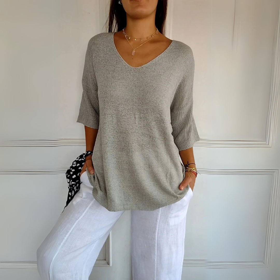 Marij - Pull décontracté à col en V pour femmes
