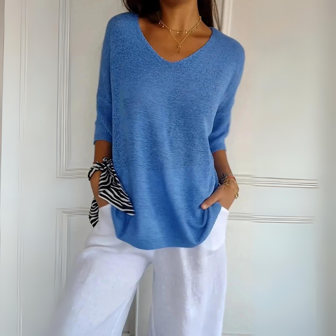 Marij - Pull décontracté à col en V pour femmes