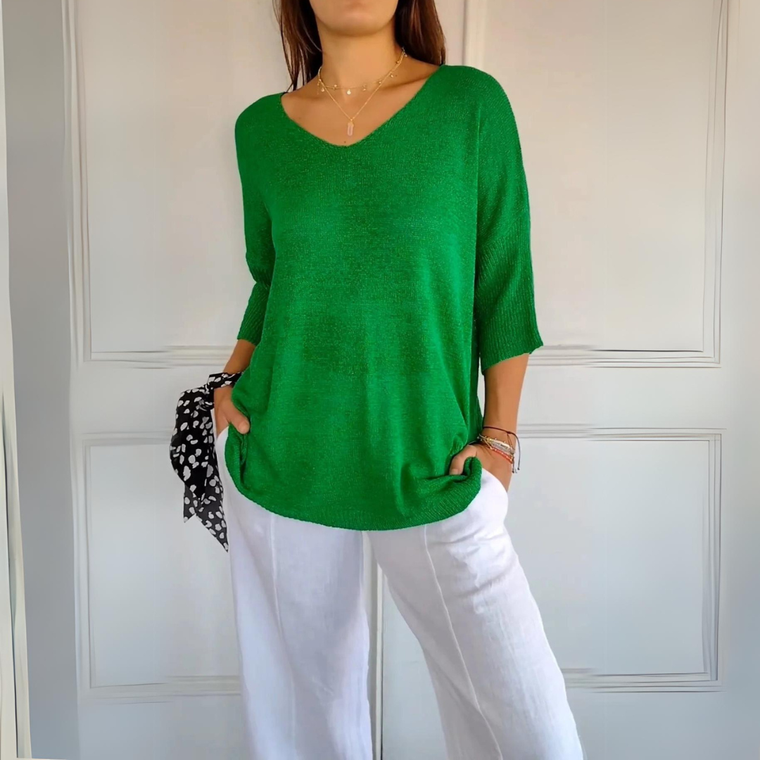 Marij - Pull décontracté à col en V pour femmes