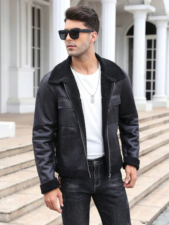 Xavier – Manteau d’hiver en cuir pour homme, décontracté et stylé