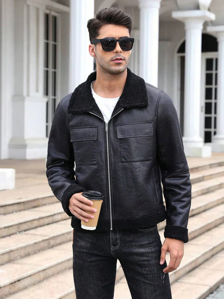 Xavier – Manteau d’hiver en cuir pour homme, décontracté et stylé