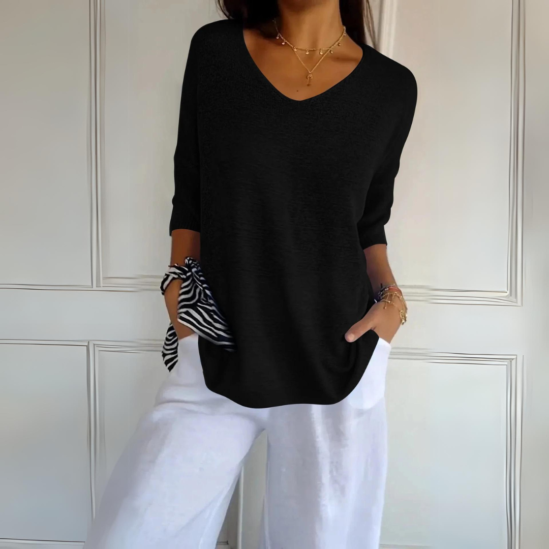 Marij - Pull décontracté à col en V pour femmes