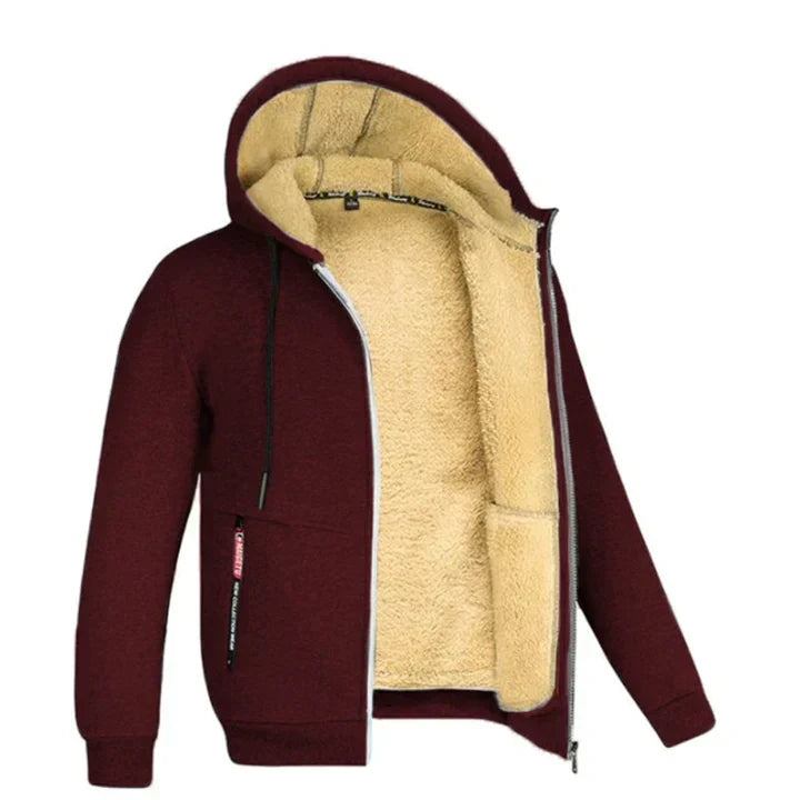 Antoine – Hoodie en polaire avec fermeture éclair et doublure en laine de mouton pour chaleur supplémentaire