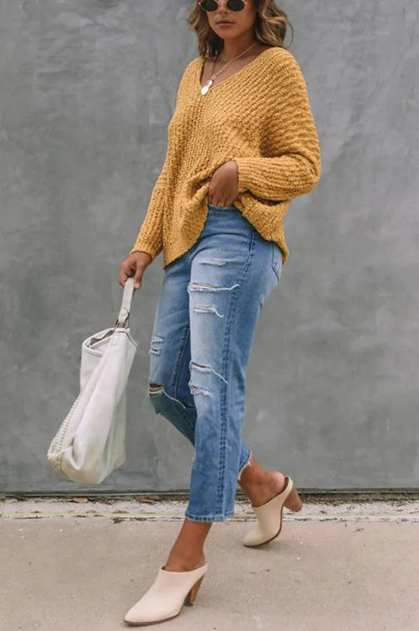 Pull-over blanc à la mode et à la silhouette creuse pour rester au chaud