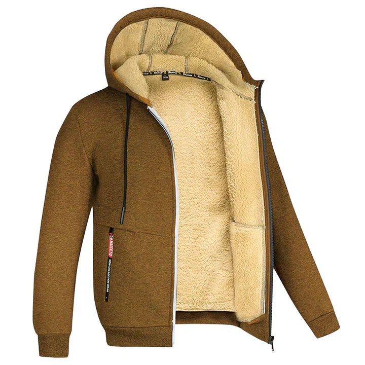 Antoine – Hoodie en polaire avec fermeture éclair et doublure en laine de mouton pour chaleur supplémentaire