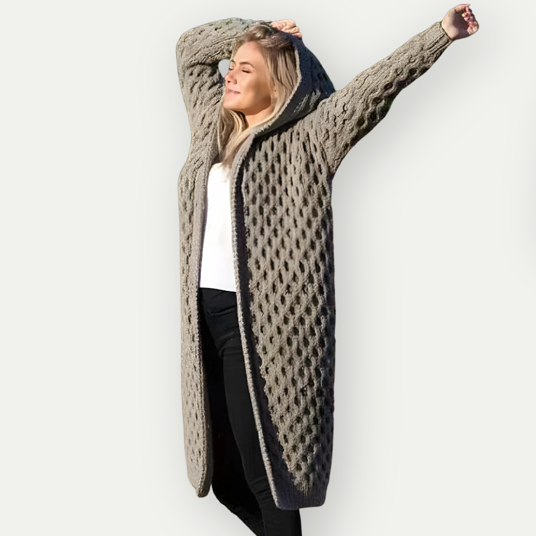 Amanda | Cardigan Long Chaud Pour Femme | Capuche