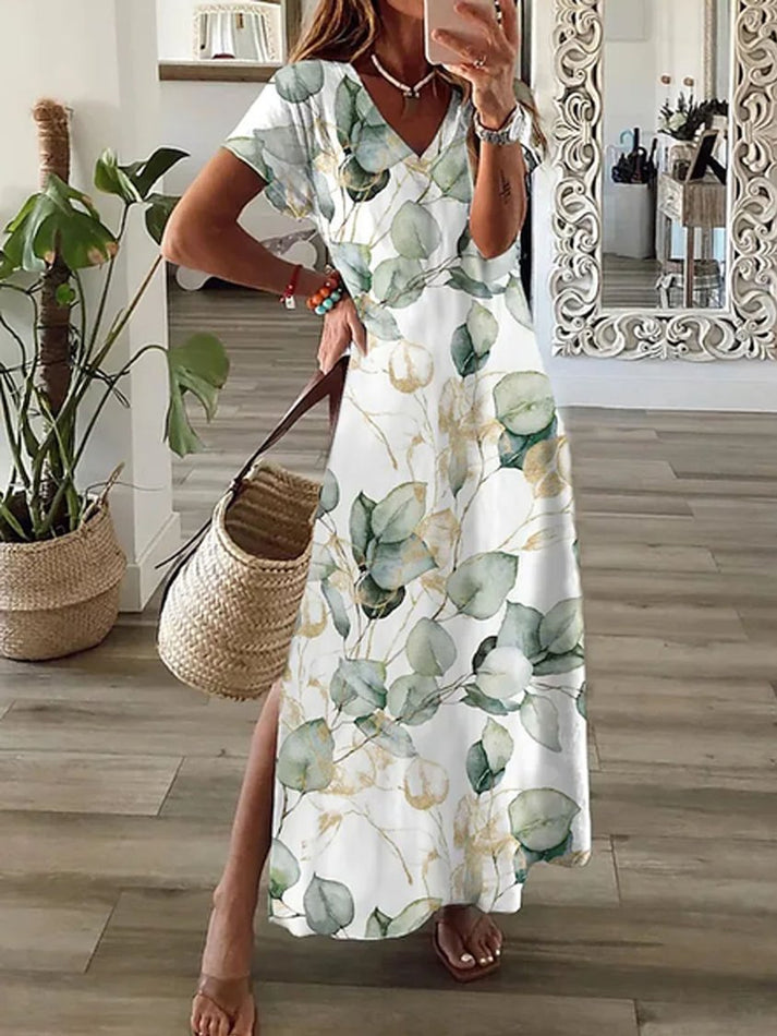 Irina - Robe décontractée imprimée avec décolleté en V