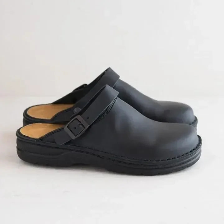 Étienne – Pantoufles orthopédiques en cuir pour homme, confort supplémentaire