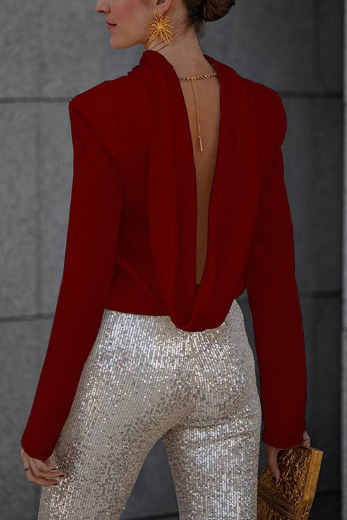 Chloé – Blouse satinée ajustée avec manches longues et style body