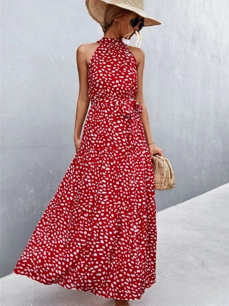 Irene - Robe-combinaison dos nu à bretelles avec imprimé à pois volants, best-seller