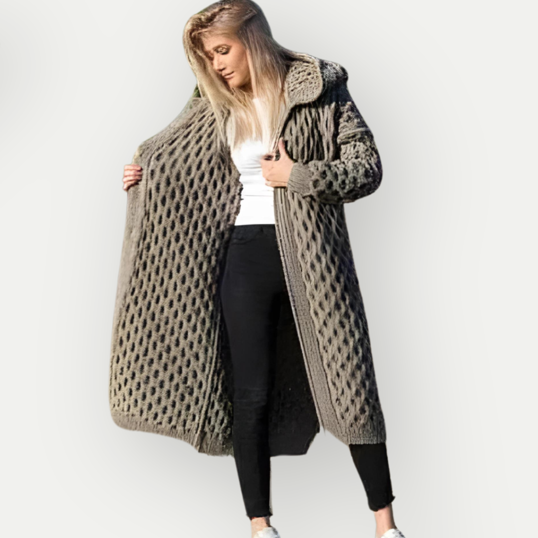 Amanda | Cardigan Long Chaud Pour Femme | Capuche
