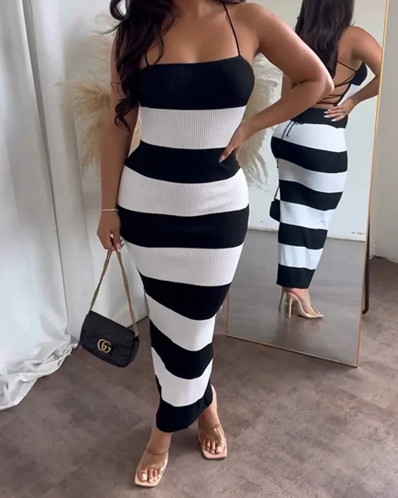 Lola - Combinaison sexy rayée avec sac à dos