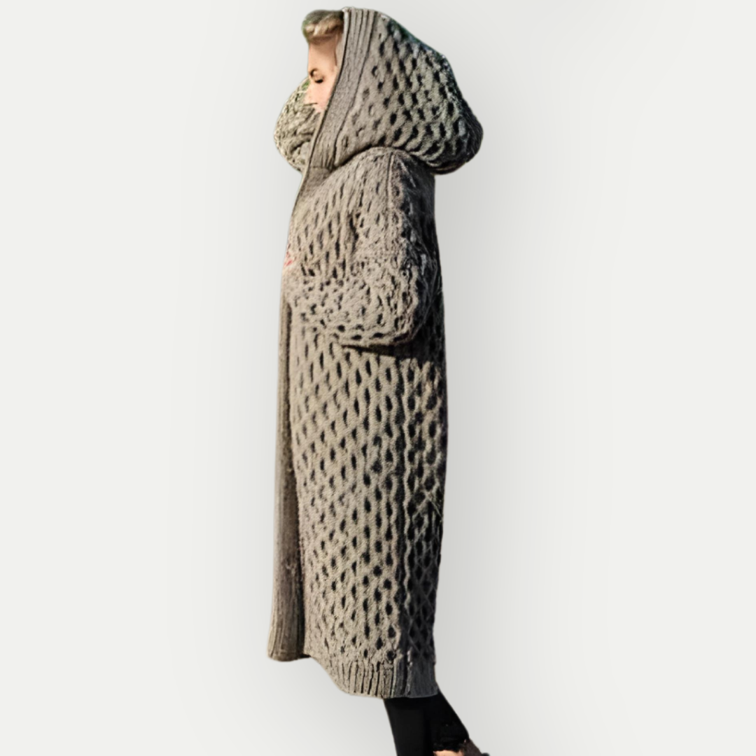 Amanda | Cardigan Long Chaud Pour Femme | Capuche