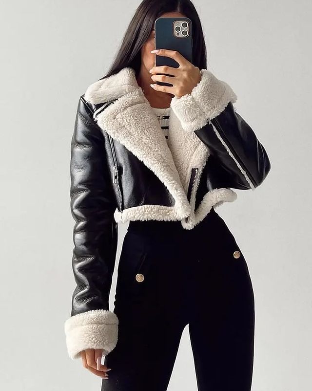 Fleur Rousse® | Veste de Coupe en Fausse Fourrure épaisse, à La Mode et De Haute Qualité