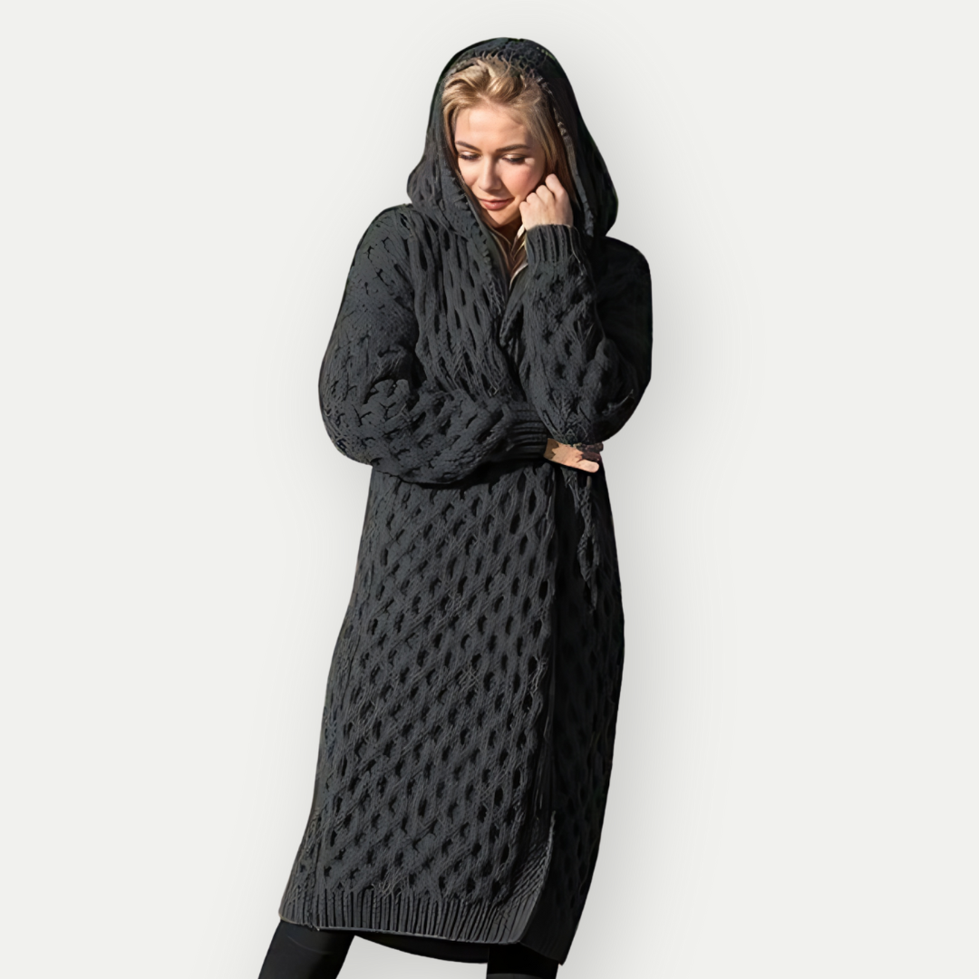 Amanda | Cardigan Long Chaud Pour Femme | Capuche
