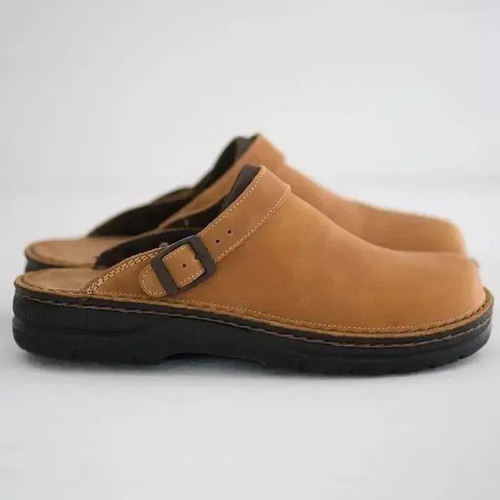 Étienne – Pantoufles orthopédiques en cuir pour homme, confort supplémentaire