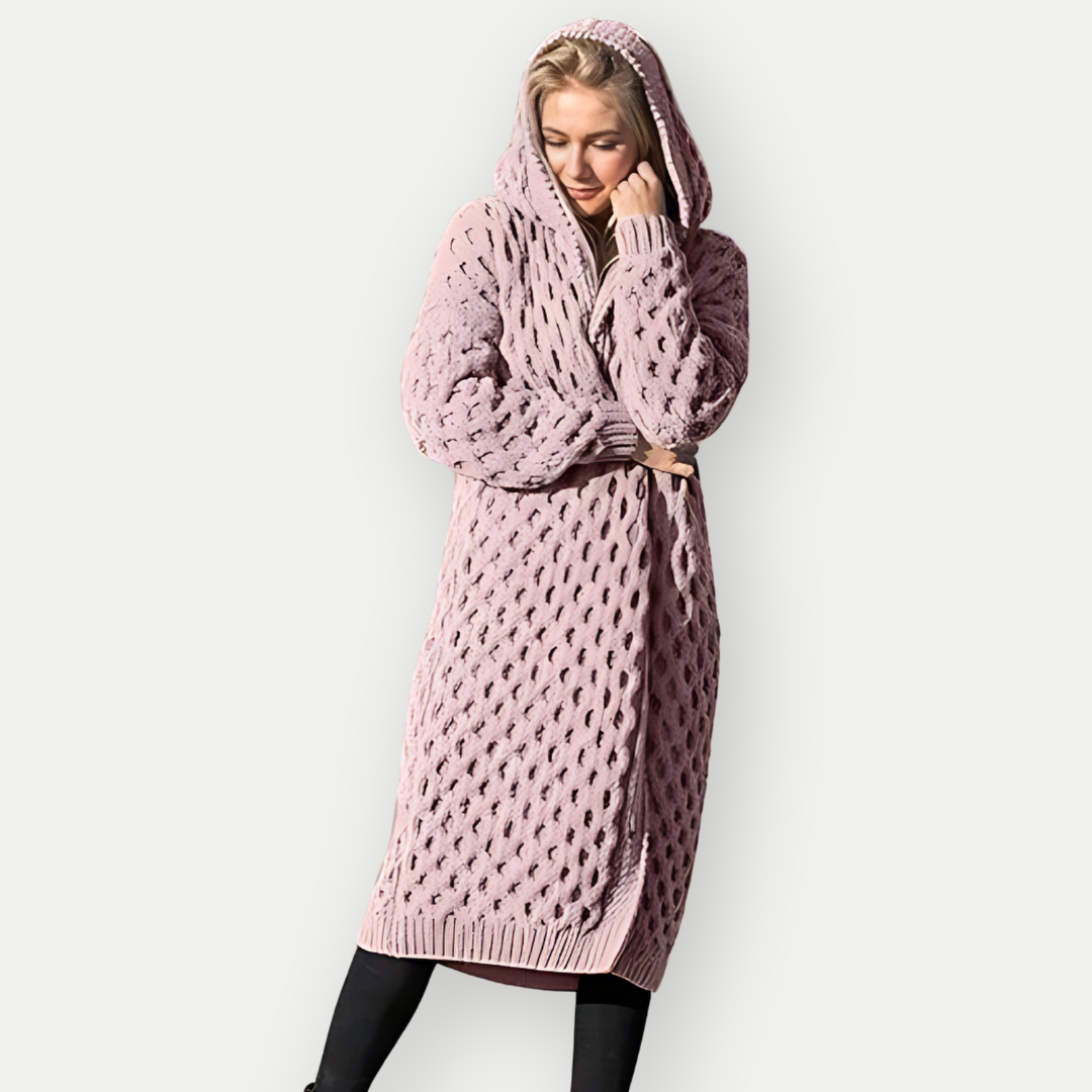 Amanda | Cardigan Long Chaud Pour Femme | Capuche
