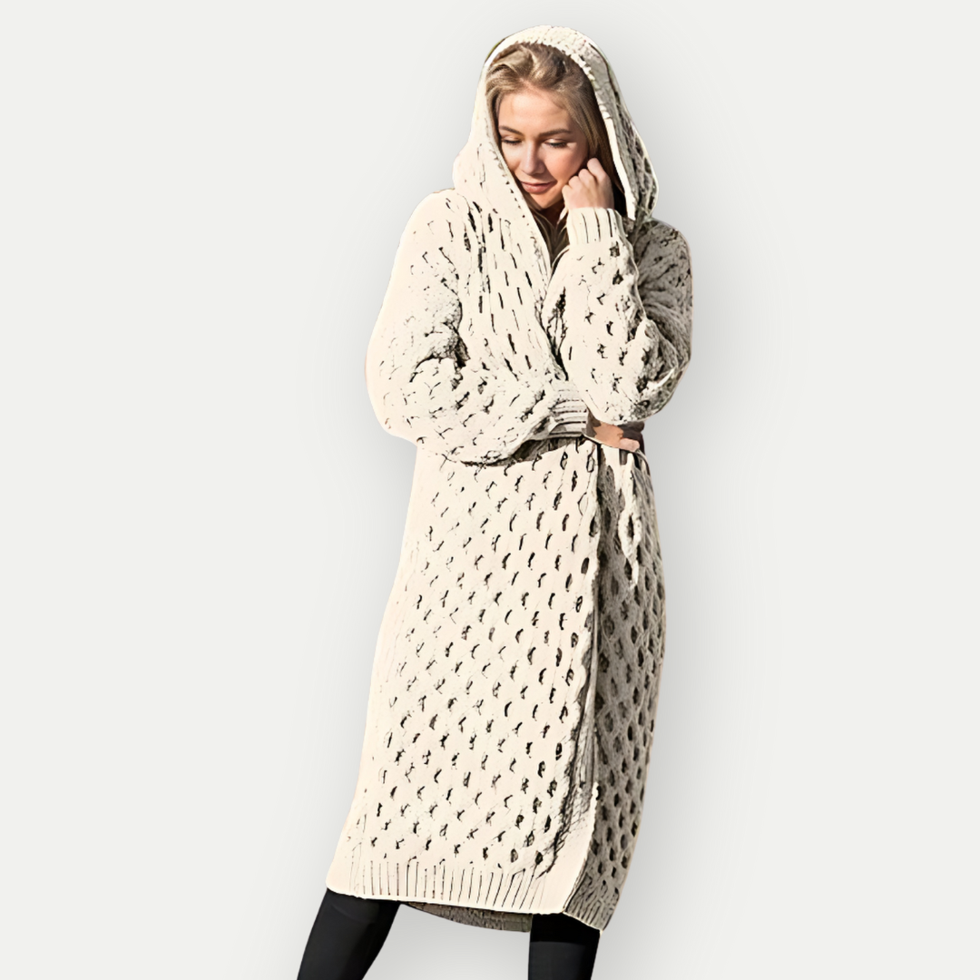 Amanda | Cardigan Long Chaud Pour Femme | Capuche