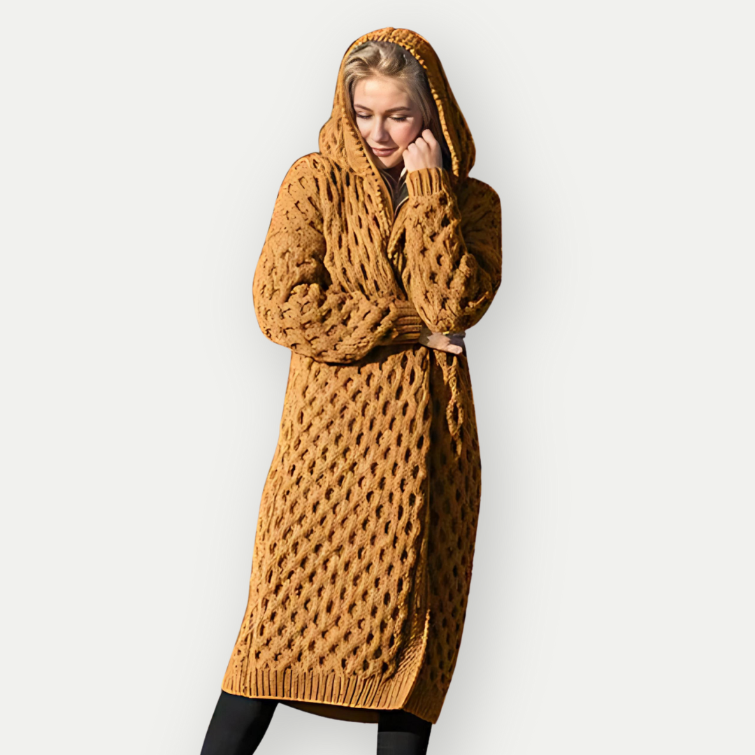 Amanda | Cardigan Long Chaud Pour Femme | Capuche