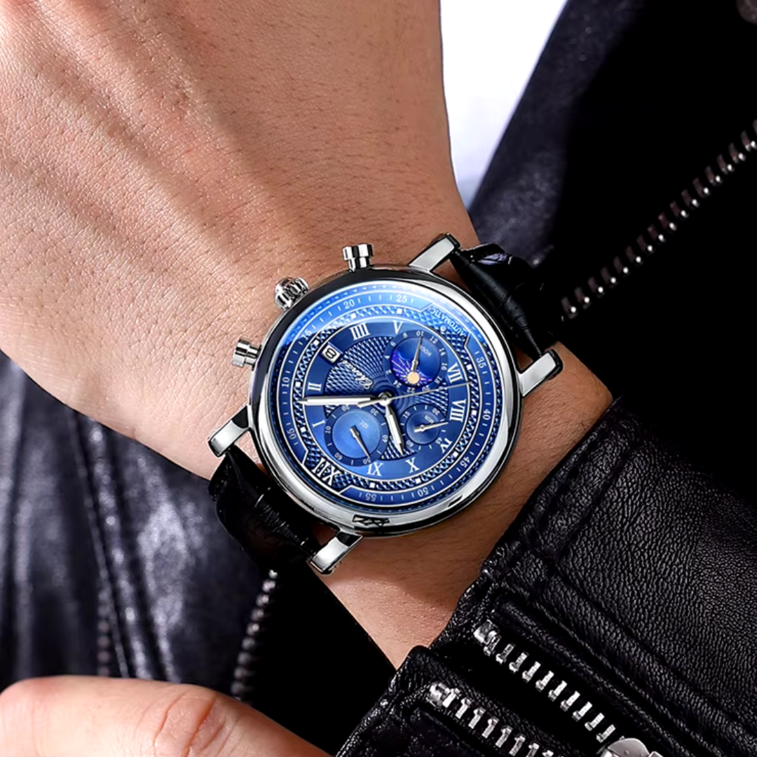 Clément – Montre-bracelet élégante pour hommes avec bracelet en cuir, parfaite pour toutes les occasions