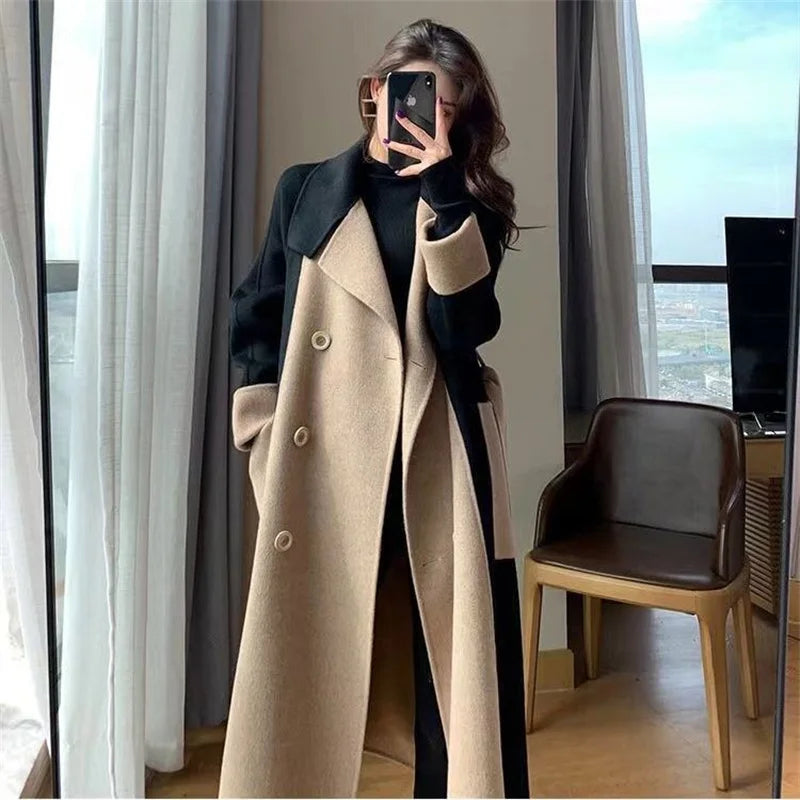 Fleur Rousse® | Manteau long élégant bicolore