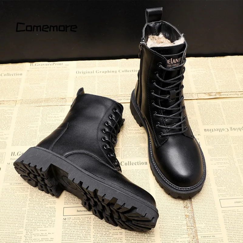 Camille – Bottes d'hiver en cuir noir, élégantes et durables