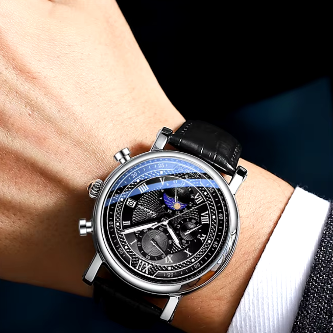 Clément – Montre-bracelet élégante pour hommes avec bracelet en cuir, parfaite pour toutes les occasions