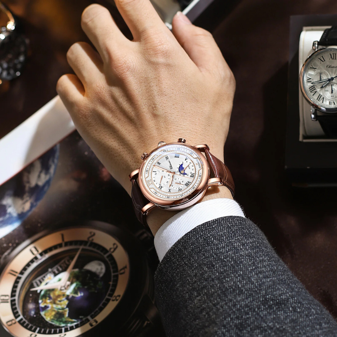 Clément – Montre-bracelet élégante pour hommes avec bracelet en cuir, parfaite pour toutes les occasions