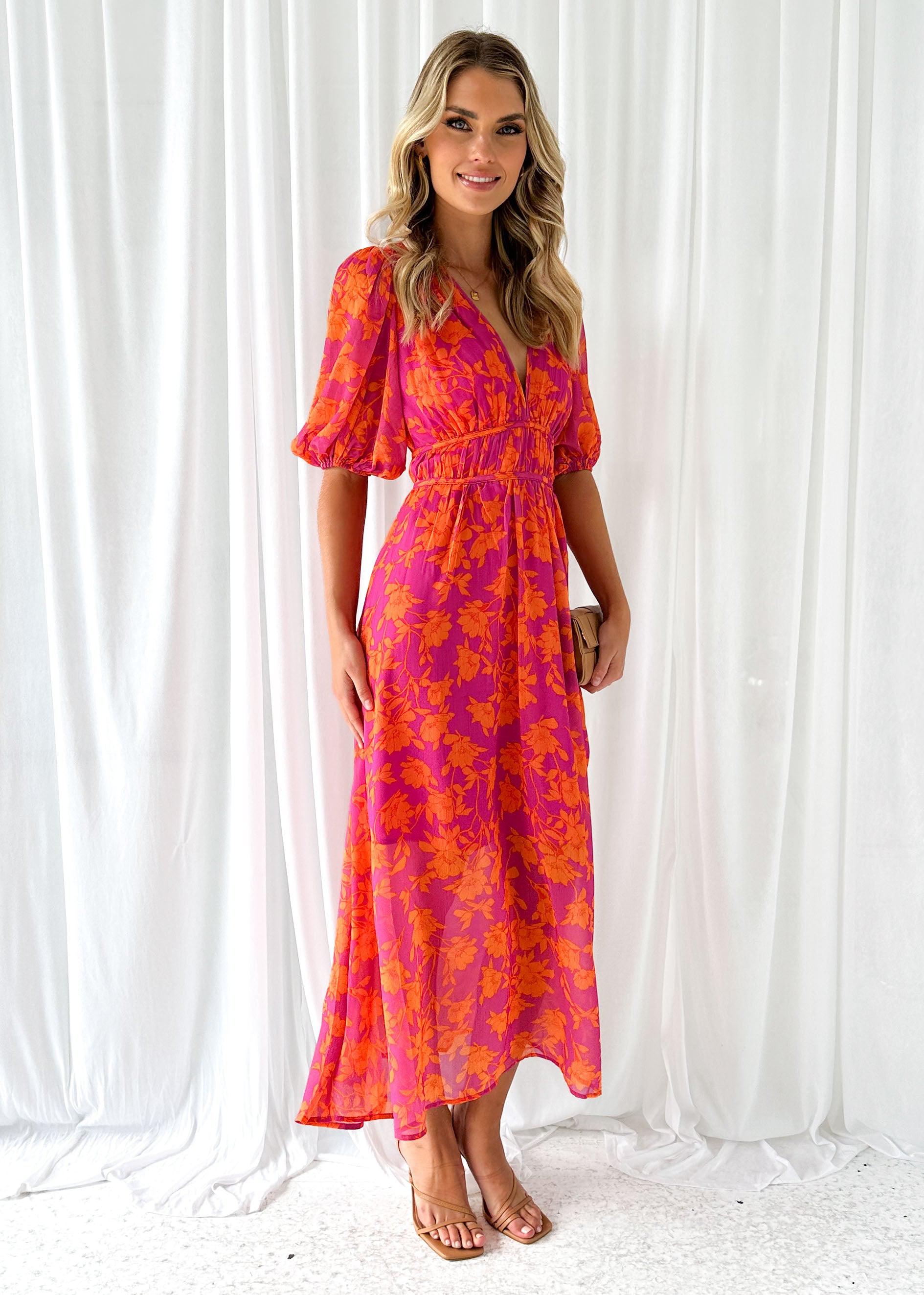 Isabelle – Robe imprimée en coton et lin avec col rond et coupe ample