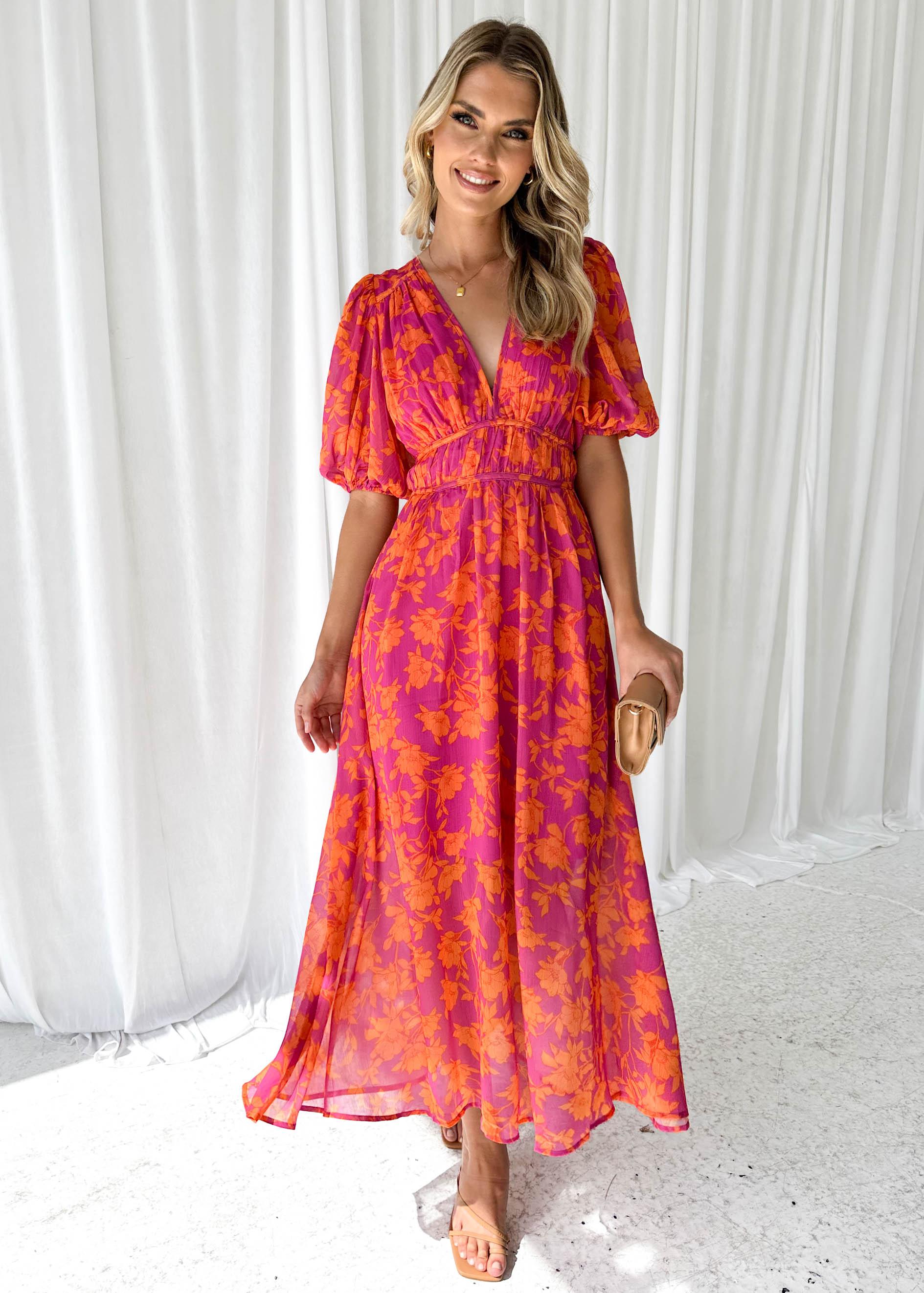 Isabelle – Robe imprimée en coton et lin avec col rond et coupe ample