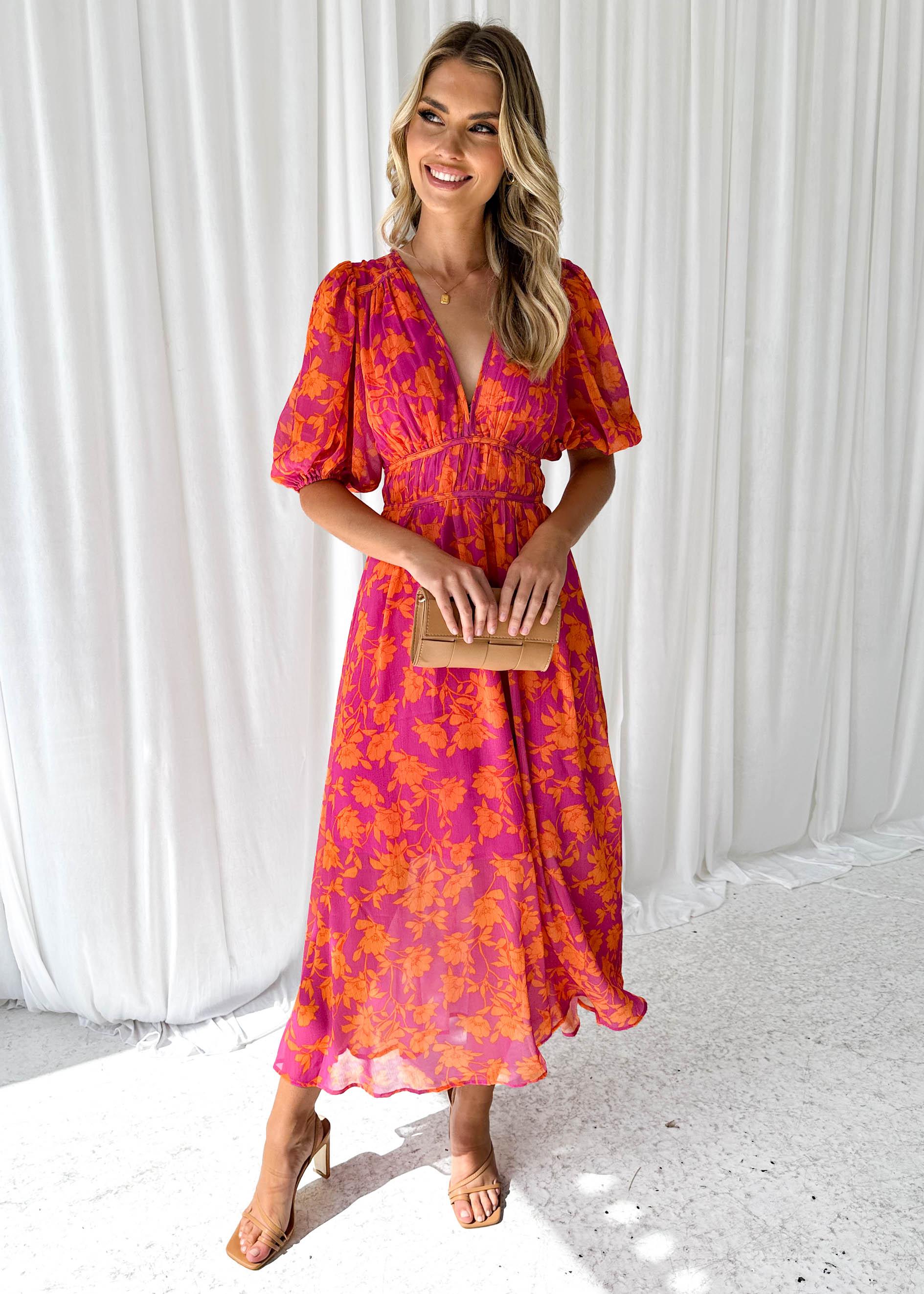 Isabelle – Robe imprimée en coton et lin avec col rond et coupe ample