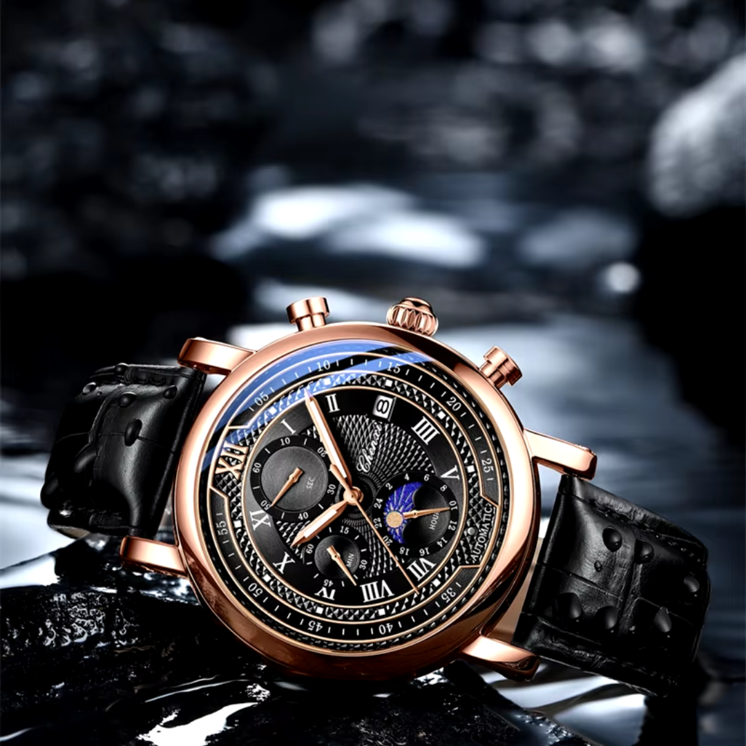 Clément – Montre-bracelet élégante pour hommes avec bracelet en cuir, parfaite pour toutes les occasions