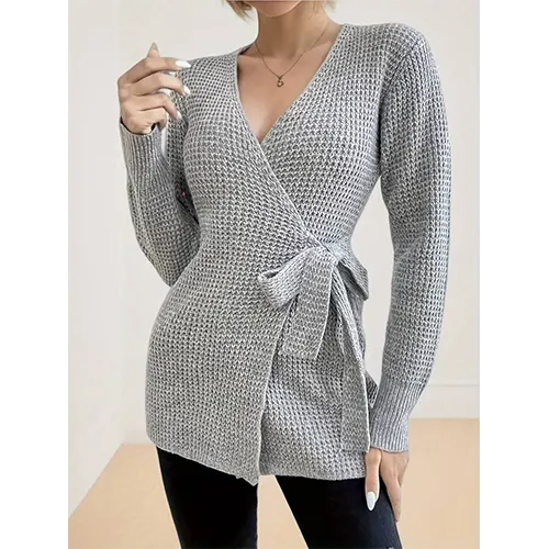 Leanna | Cardigan Chaud Avec Ceinture Pour Femme | Col En V
