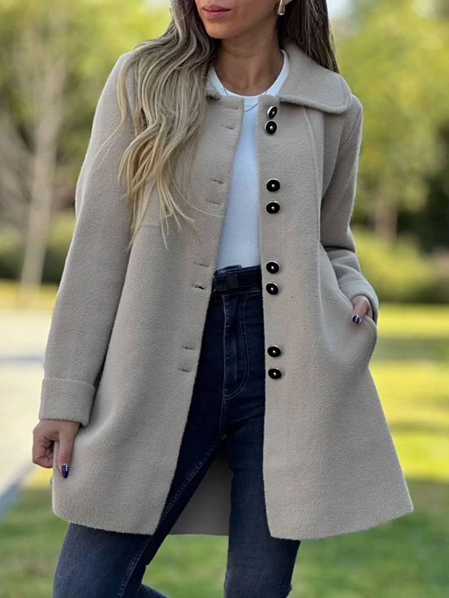 Louise – Manteau d’hiver élégant avec boutons et col classique, intemporel