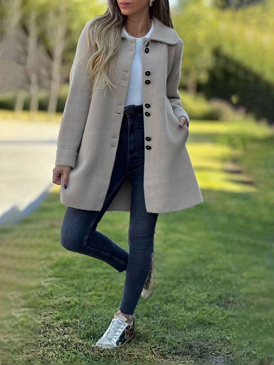 Louise – Manteau d’hiver élégant avec boutons et col classique, intemporel