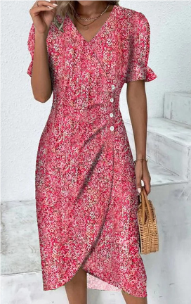 Karla - Robe à manches courtes et imprimé floral