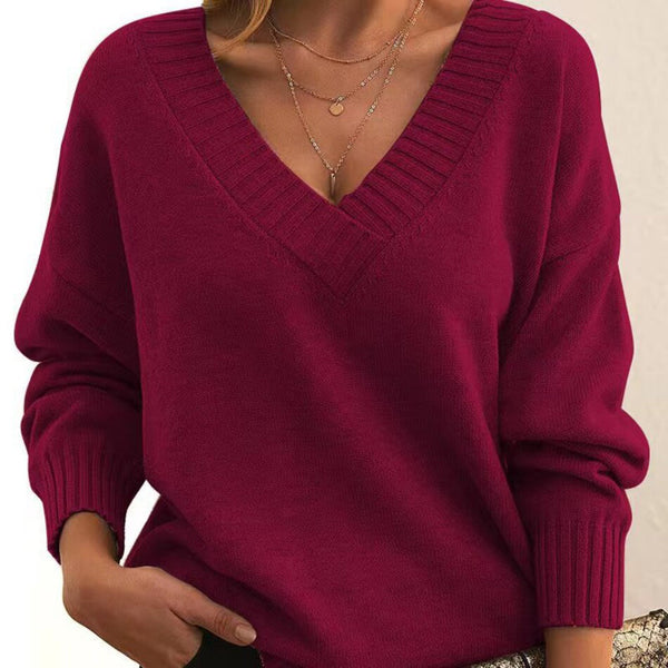 Rosalie – Pull décontracté avec col V pour femme, moderne et polyvalent