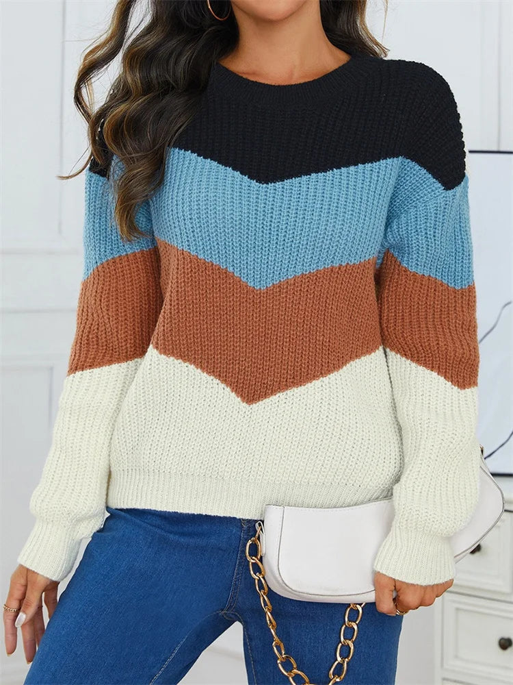 Élodie – Pull rayé avec col rond, parfait pour une tenue décontractée