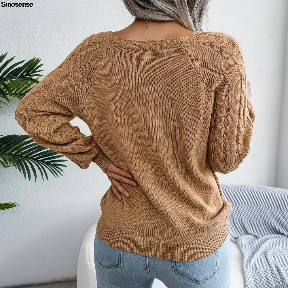 Céline – Pull en maille avec encolure carrée, élégant et intemporel