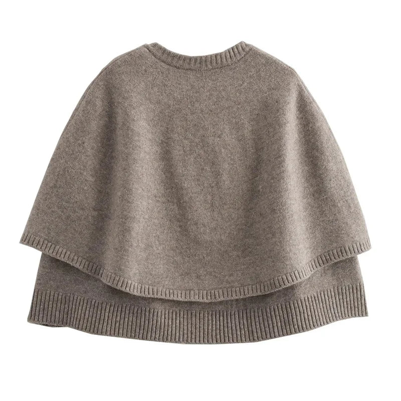 Sophie – Gilet en maille avec cape, élégant et stylé