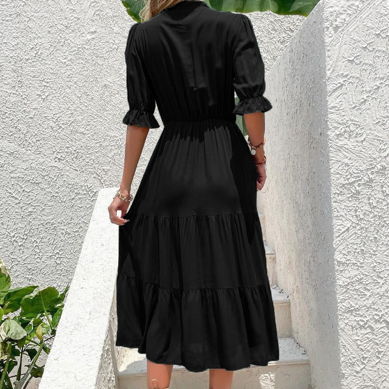 Bianca Robe unie avec nœud pour le printemps/été