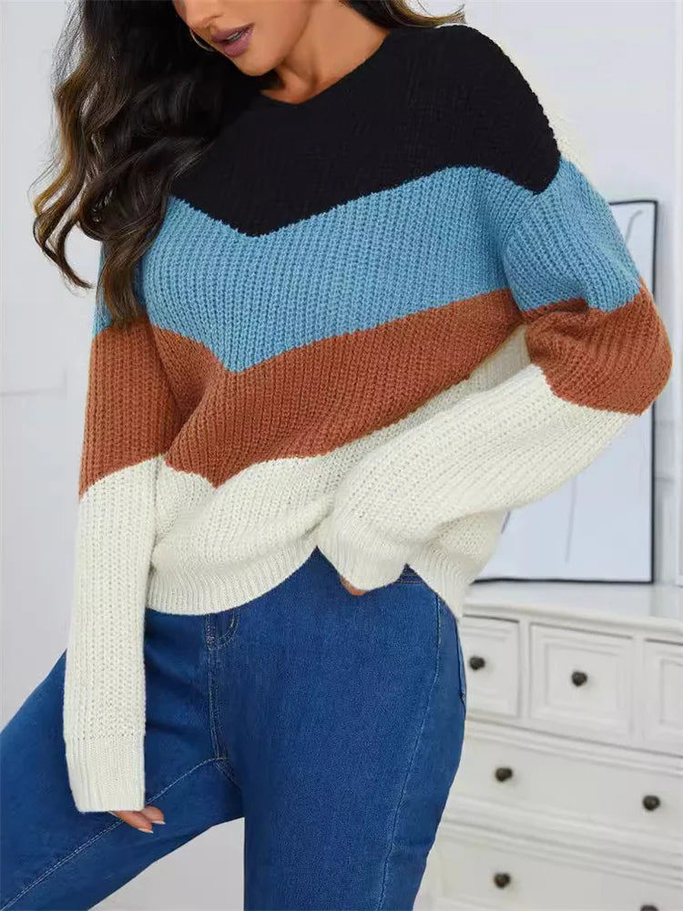 Élodie – Pull rayé avec col rond, parfait pour une tenue décontractée