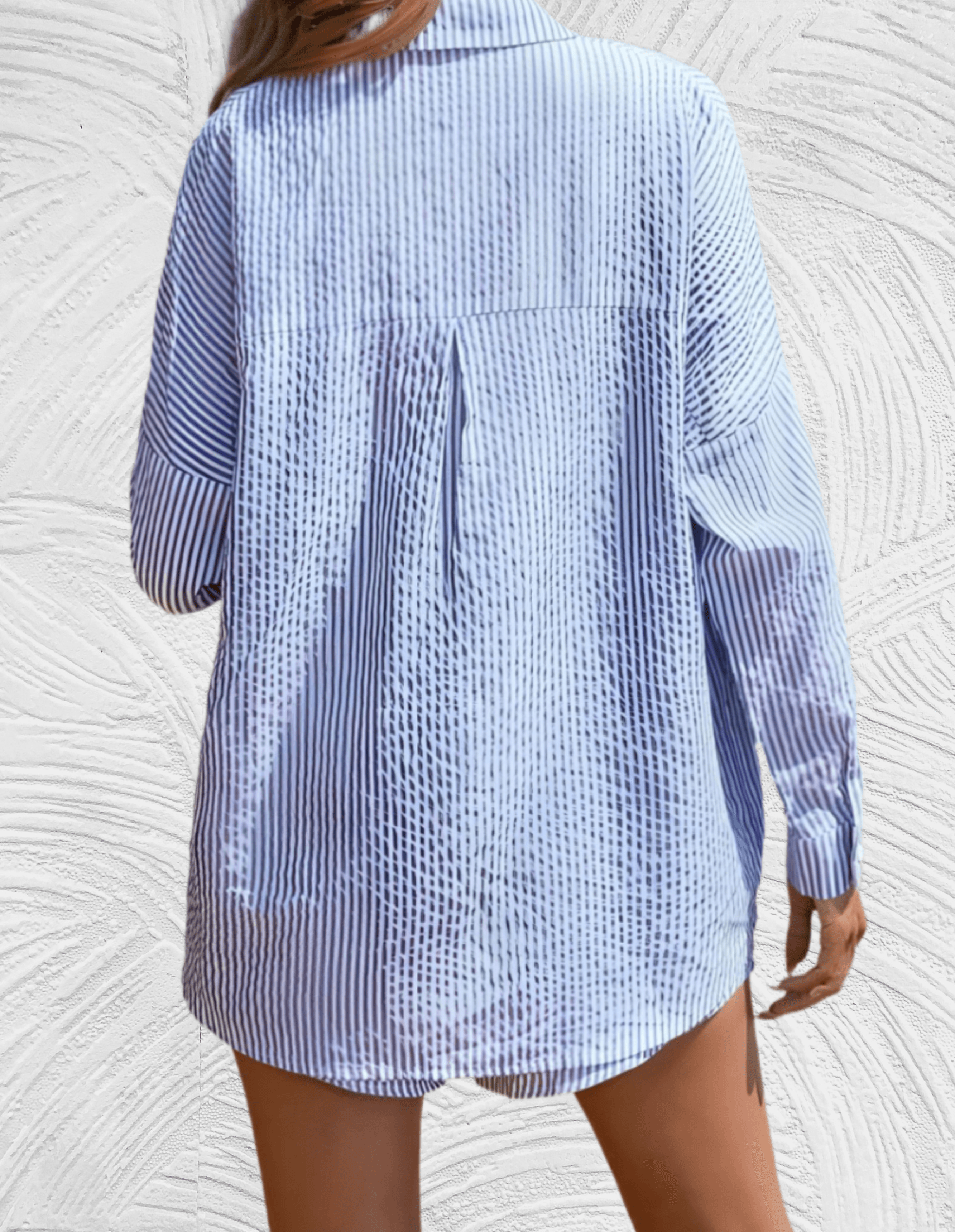 2-delige set met gestreept design met los poloshirt en bijpassende short met hoge taille en zijzakken