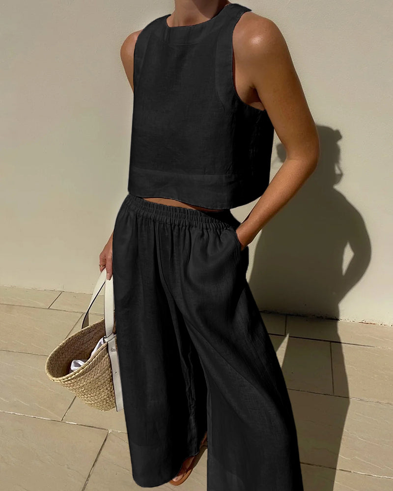 Mireille – Maxi-robe col V fluide avec détails féminins en coton naturel