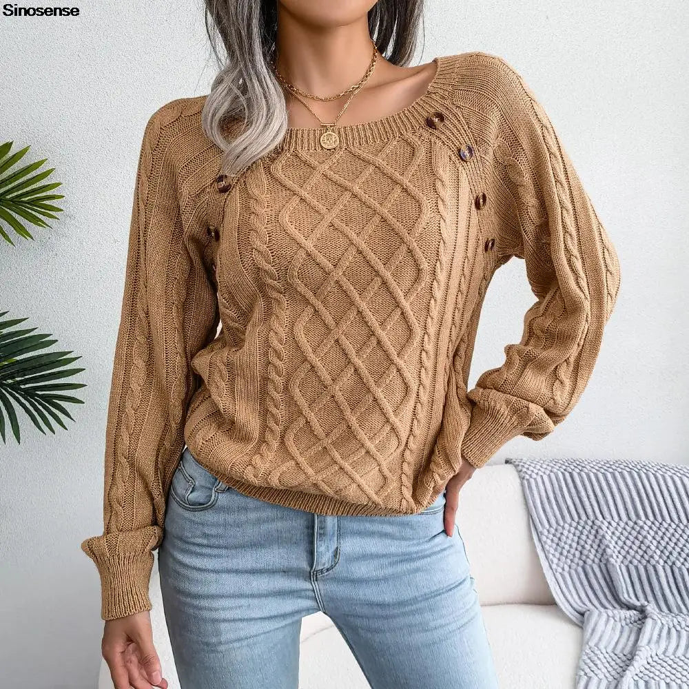 Céline – Pull en maille avec encolure carrée, élégant et intemporel