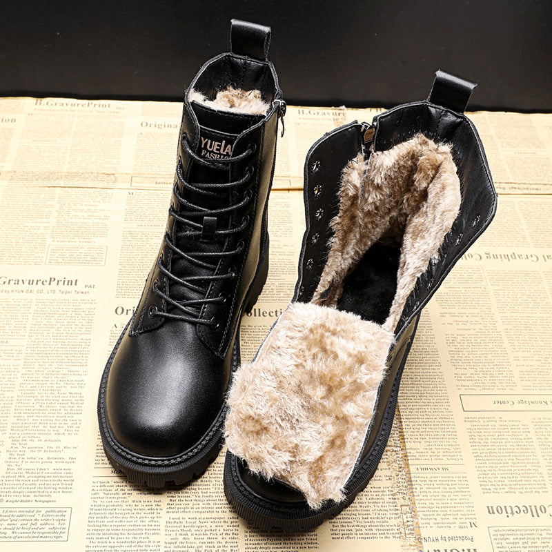 Camille – Bottes d'hiver en cuir noir, élégantes et durables