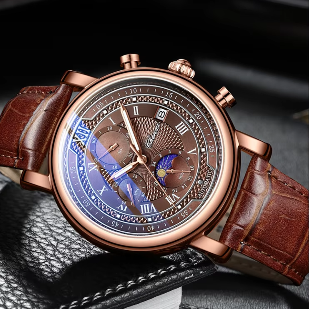 Clément – Montre-bracelet élégante pour hommes avec bracelet en cuir, parfaite pour toutes les occasions