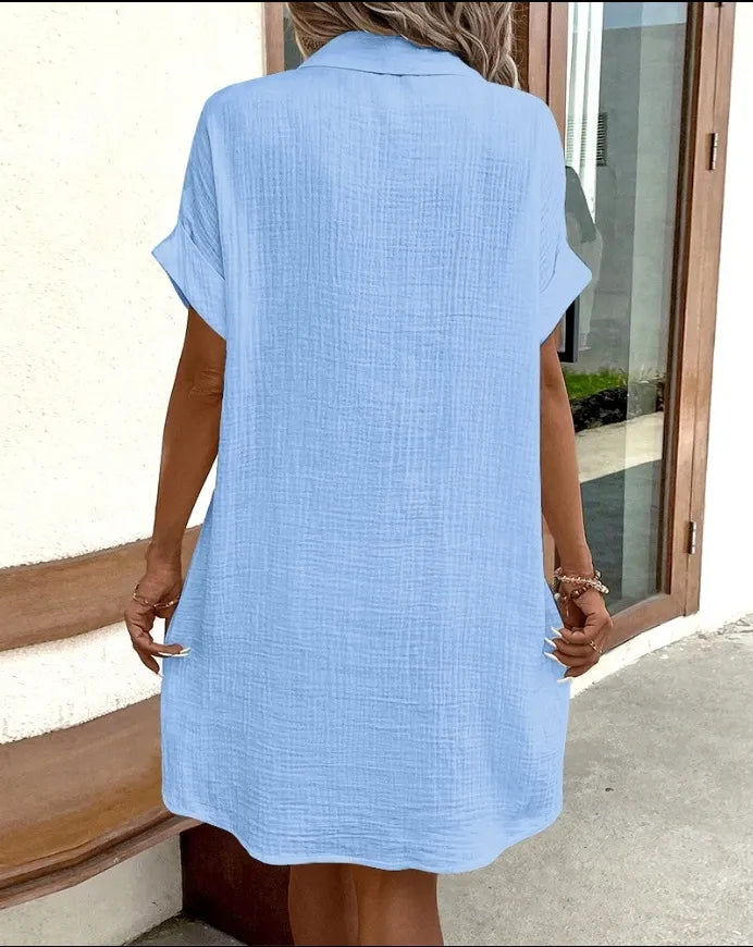 Robe Chemise d'Été à Manches Courtes vert