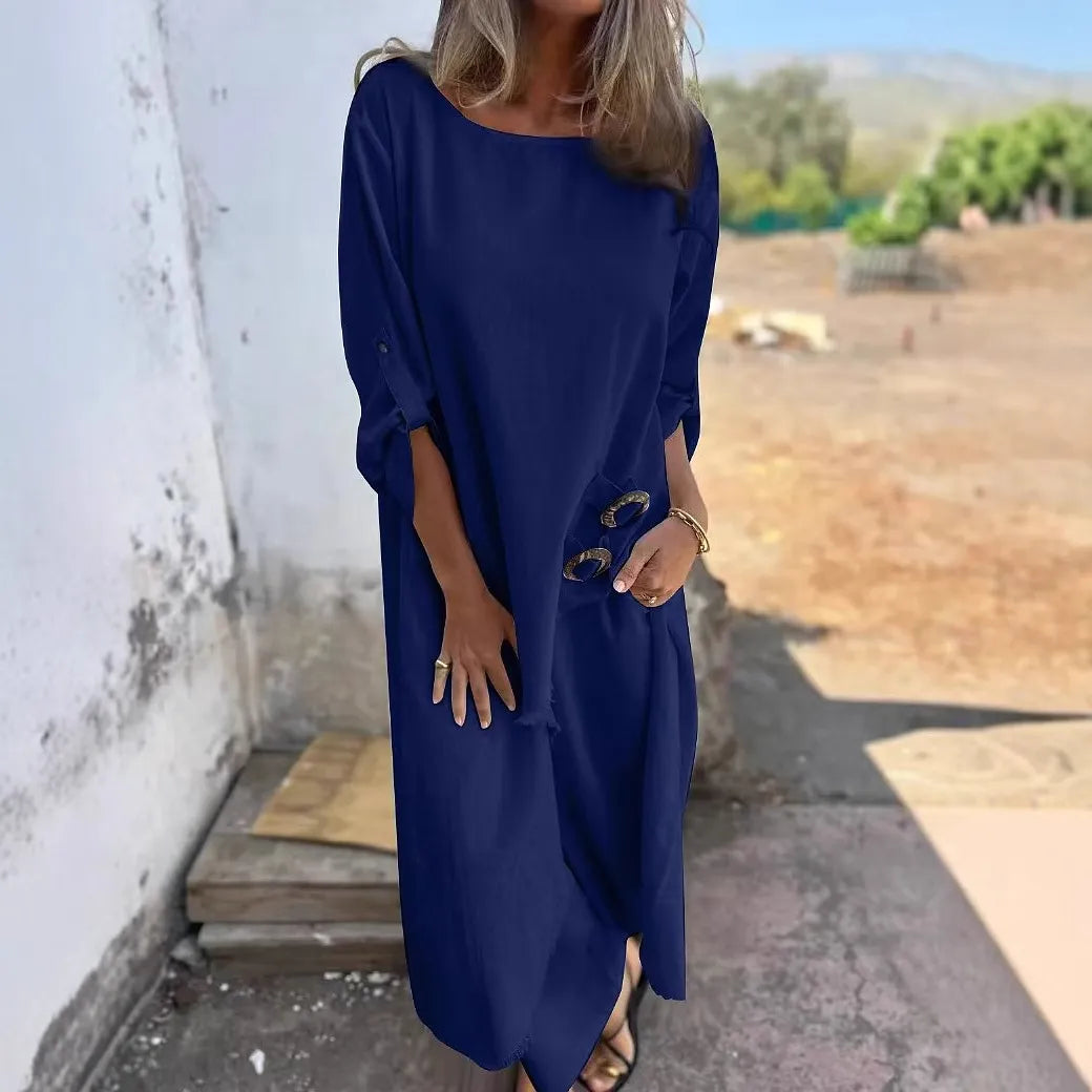 Ensemble Élégant Ample avec Boutons Métalliques noir